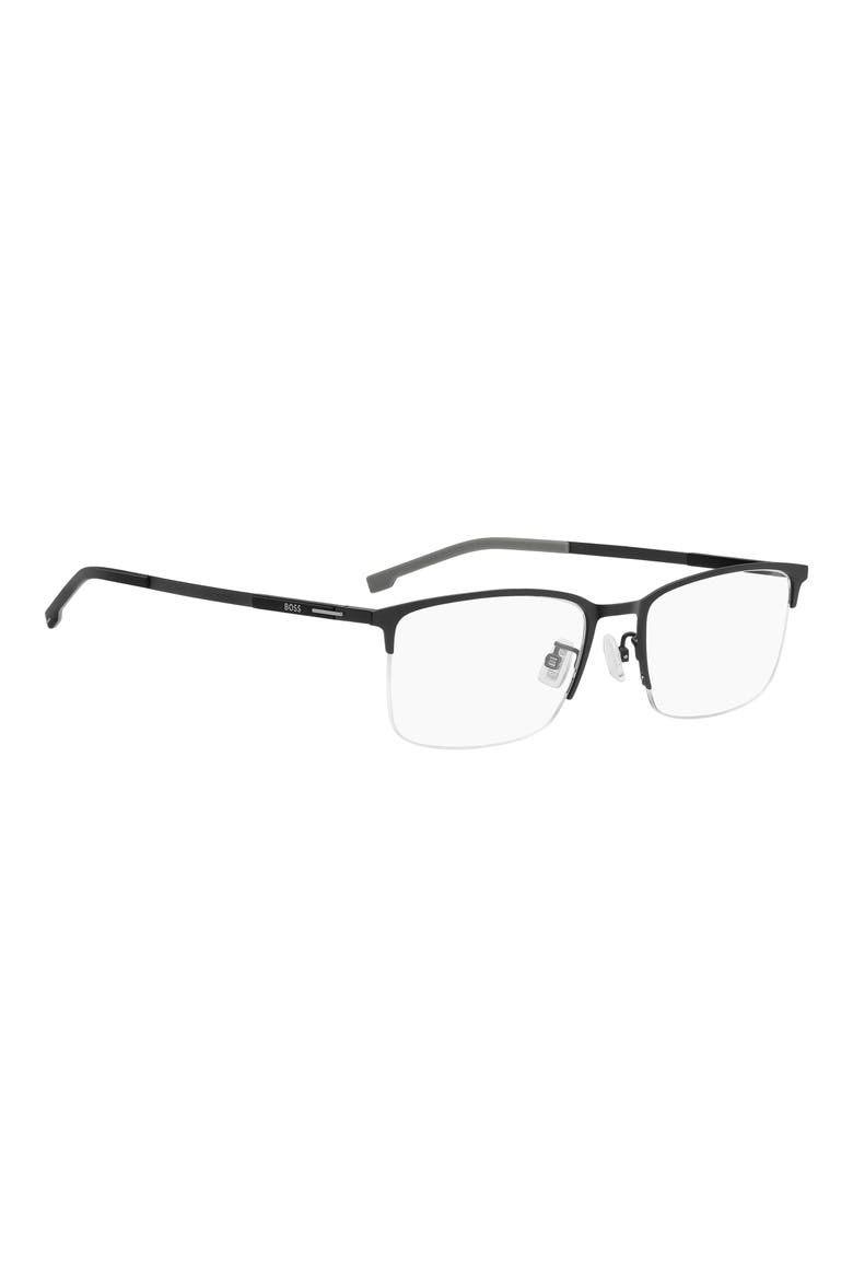 55mm Rectangular Optical Glasses, Alternate, color, MATTE BLACK