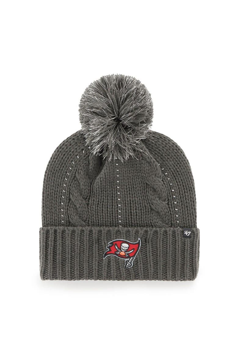 Women's '47 Pewter Tampa Bay Buccaneers Bauble Cuffed Knit Hat with Pom, Main, color, Graphite