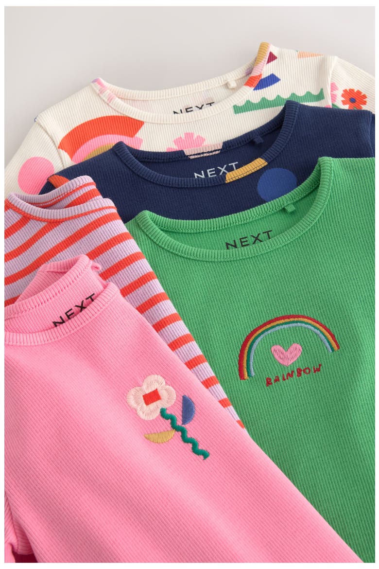 Kids' Rib Assorted 5-Pack Long Sleeve Top, Alternate, color, MULTI