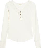 Lucky Brand Lace Yoke Henley Top