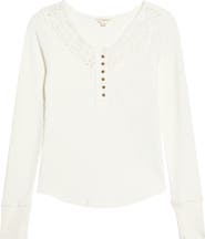 Lucky Brand Lace Yoke Henley Top