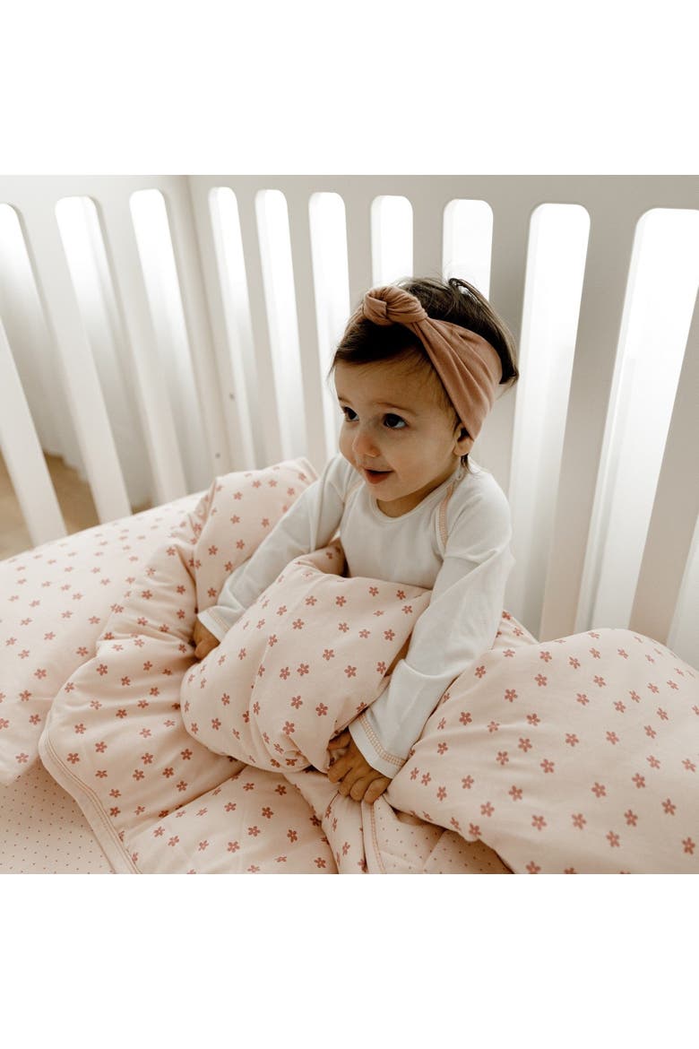 Baby Crib Bedding Sets Includes Crib Sheet, Quilted Blanket, Crib Skirt, and Baby Pillowcase, Alternate, color, Pink Floral