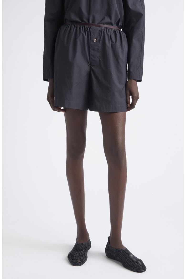 Washed Cotton & Silk Boxer Shorts, Main, color, SQUID INK