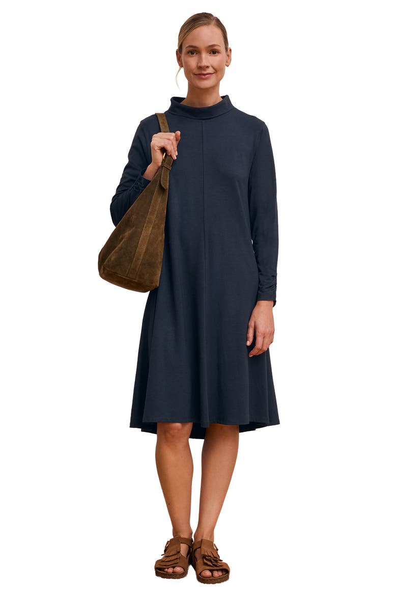 Roll Neck Jersey Dress, Alternate, color, Navy