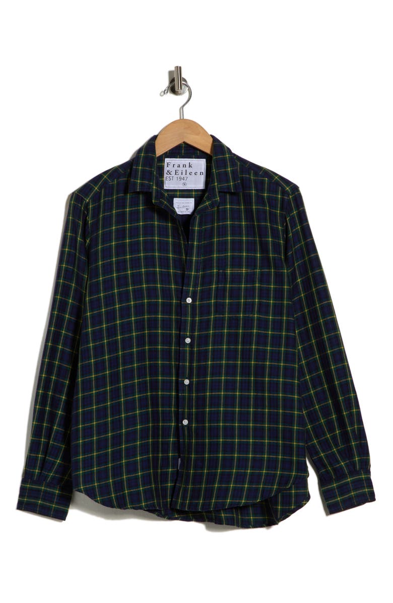 Frank & Eileen Relaxed Button-Up Shirt, Main, color, Navy Green Yellow Tartan