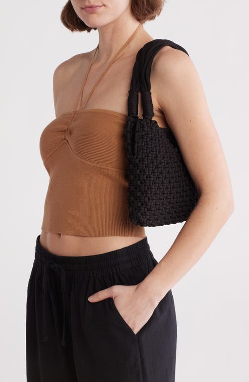 Bcbg Woven Shoulder Bag With Removable Pouch In Black