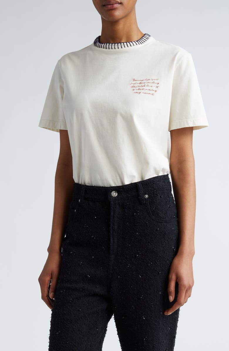 Golden Goose Whipstitch Logo Embroidered Cotton Blend T-Shirt, Main, color, Heritage White/ Blue/ Red