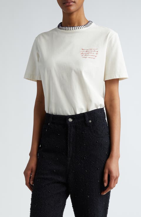 Whipstitch Logo Embroidered Cotton Blend T-Shirt