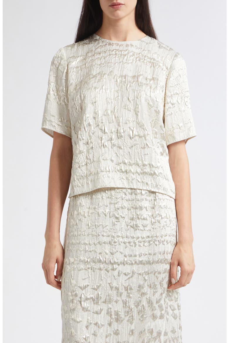 Dina Textured Silk Blend Top, Main, color, SILVER