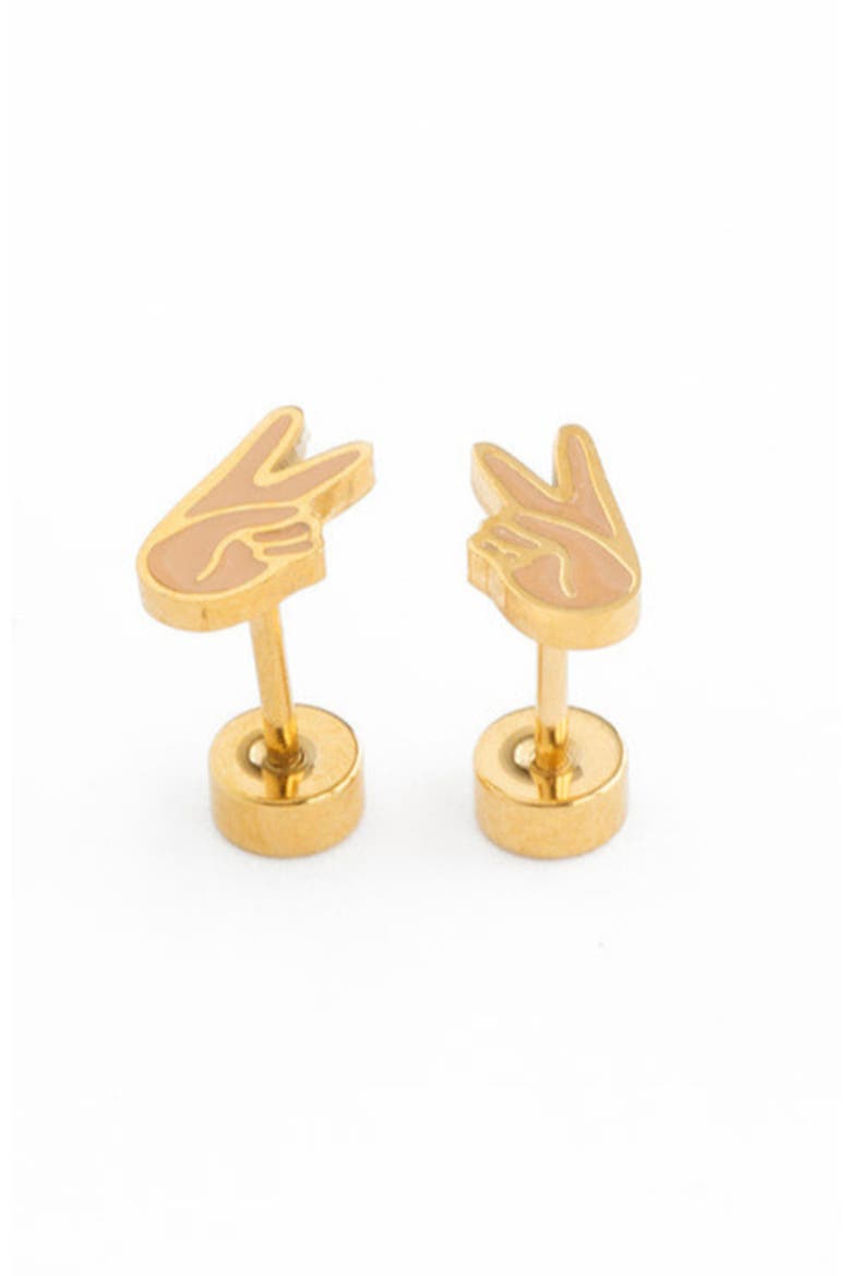 Peace Stud Earrings, Main, color, Gold