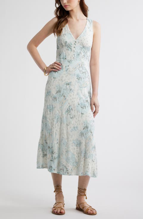 Embroidered Bias Cut Midi Dress