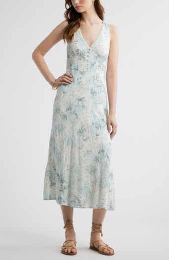 Embroidered Bias Cut Midi Dress