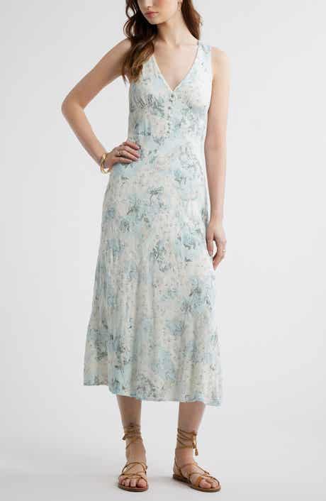 Embroidered Bias Cut Midi Dress