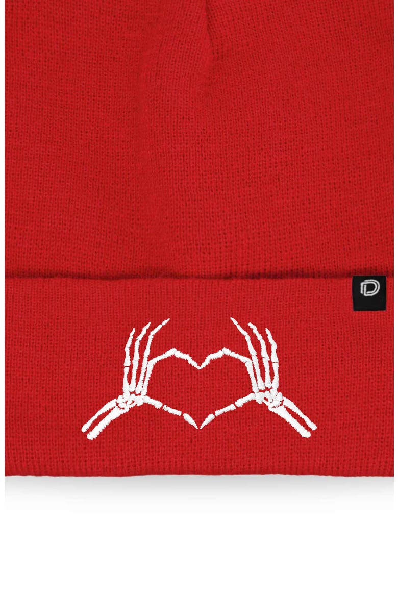 Heart of Bones Beanie, Alternate, color, Red