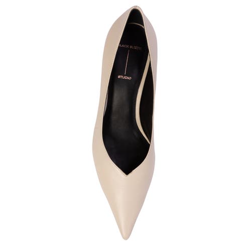 Black Suede Studio Briar 50 Leather Pump In Neutral