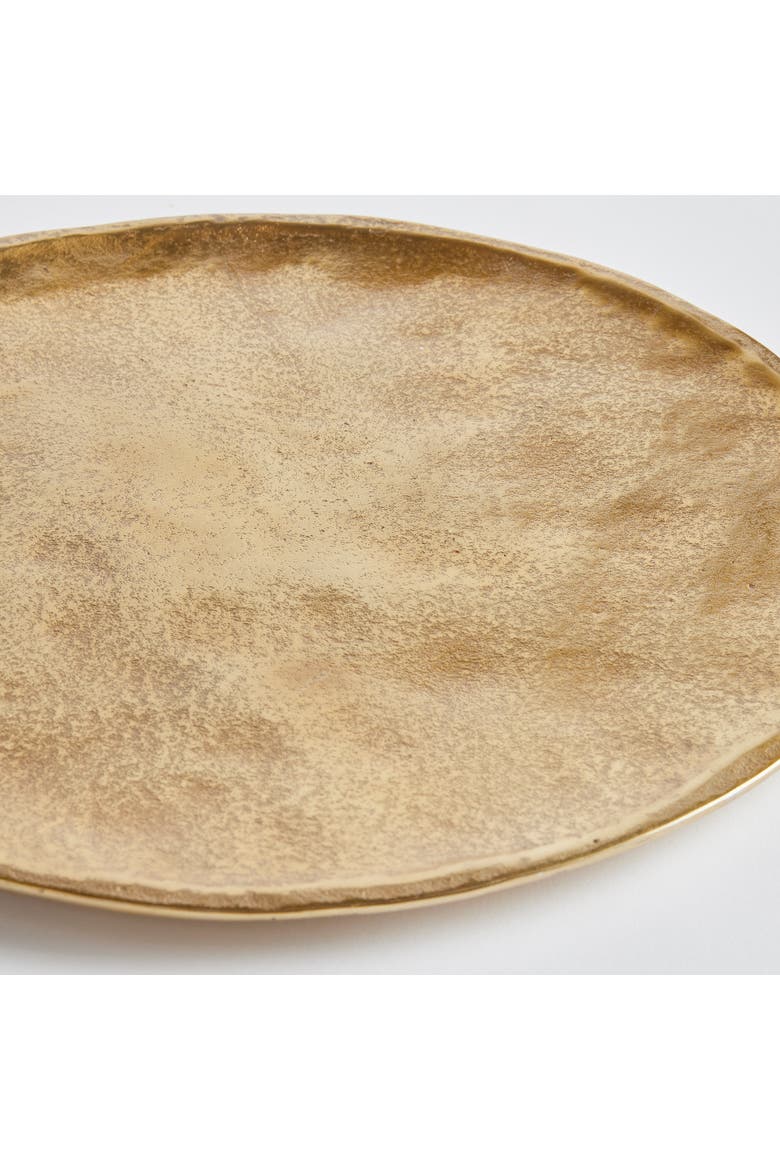 16.75" Veda Decorative Cast Aluminum Round Tabletop Centerpiece Tray, Alternate, color, Gold