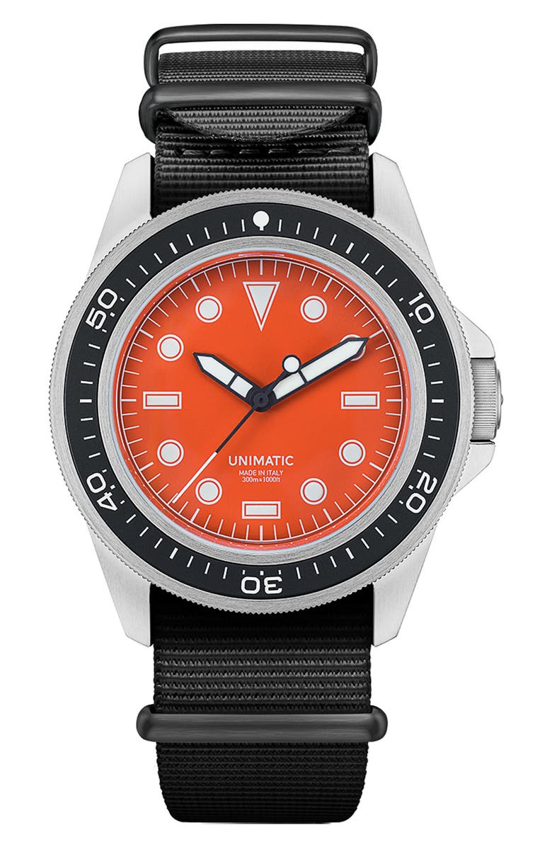 UNIMATIC ProDiver Modello Uno U1-PD3-OR Automatic NATO Strap Watch, 41.5mm, Main, color, Orange