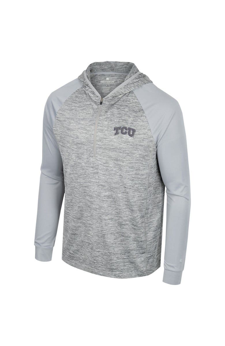 COLOSSEUM Men's Colosseum Gray TCU Horned Frogs Cybernetic Raglan Quarter-Zip Hooded Top, Alternate, color, Gray