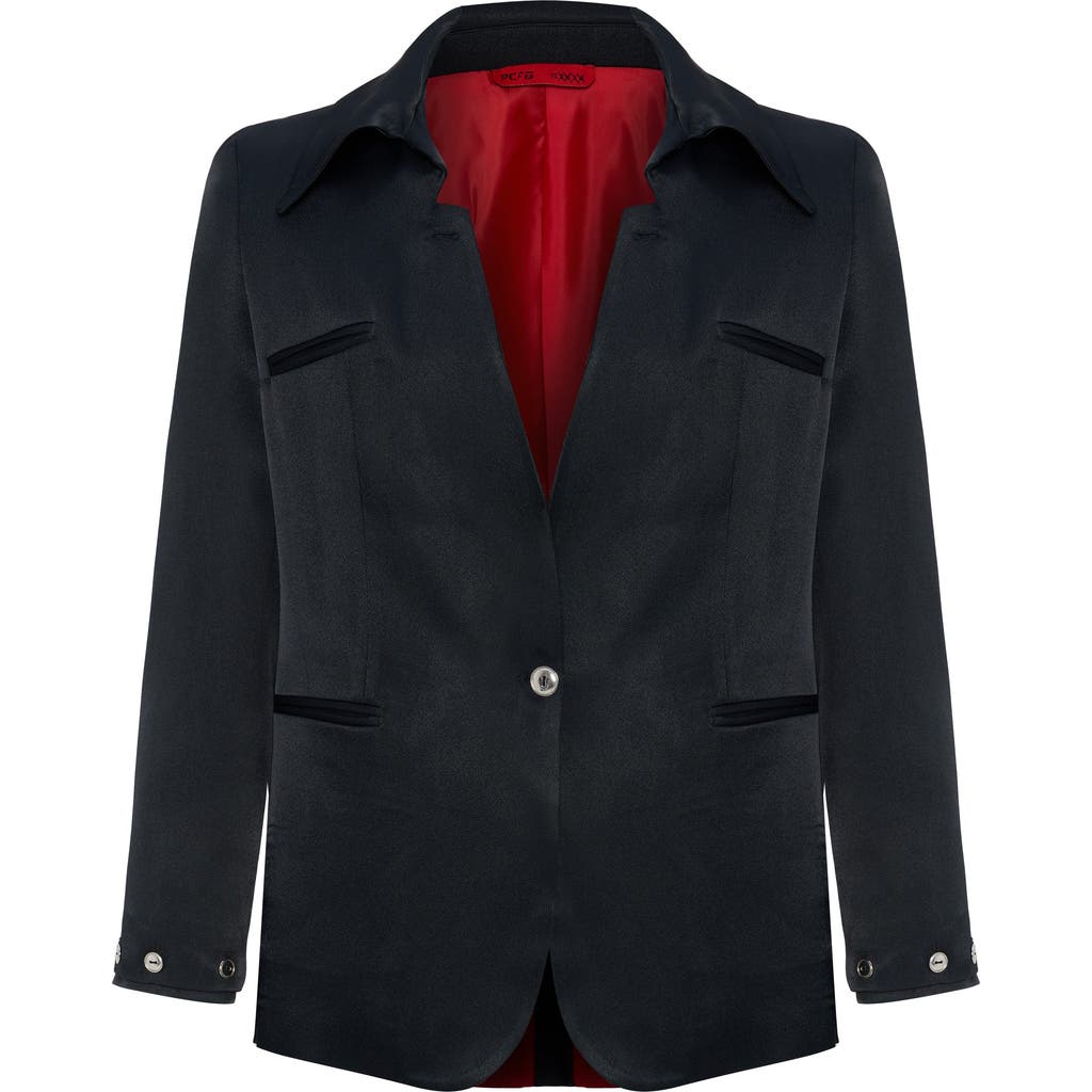 Pcfg Linen Blend Woven Jacket In Black