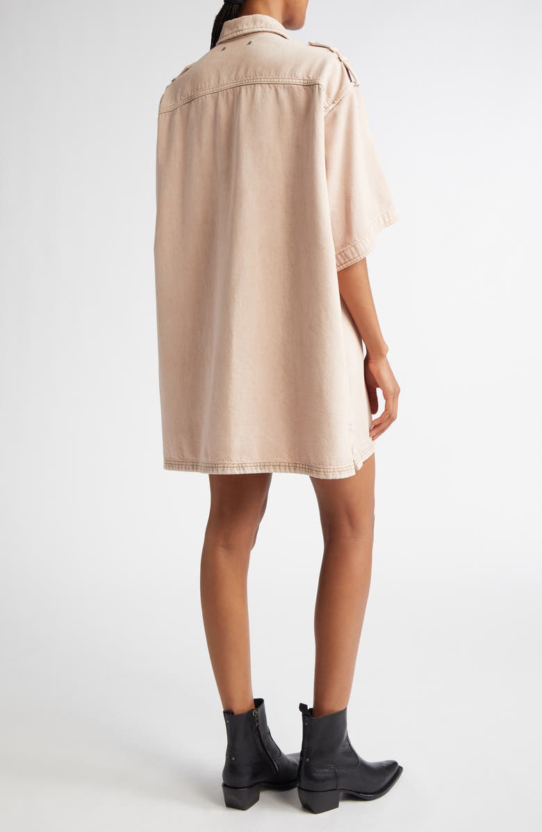 Golden Goose Nicky Oversize Denim Short Sleeve Button-Up Shirt, Alternate, color, Shadow Gray