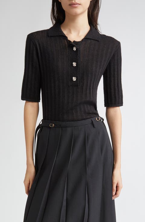 Rose Button Polo Sweater