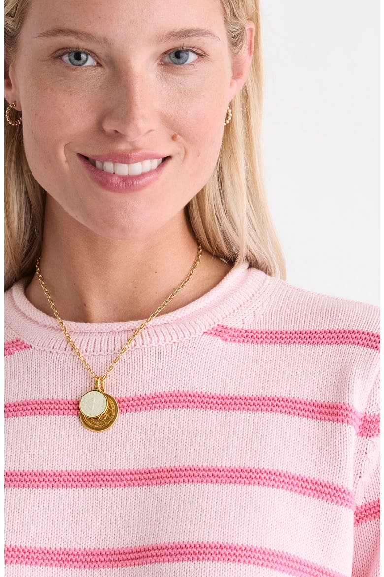 Striped Cotton Crewneck Sweater, Alternate, color, PINK DRINK STRIPE