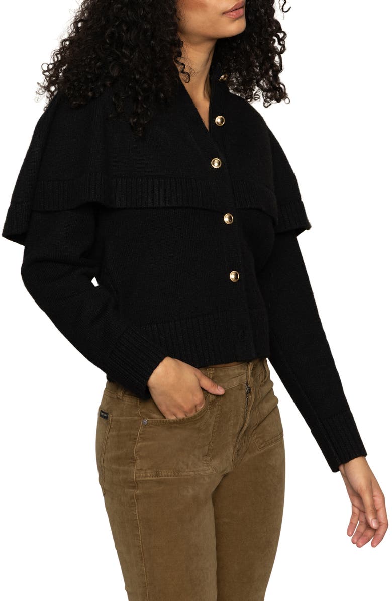 Sanctuary Cape Detail Cardigan, Alternate, color, Black