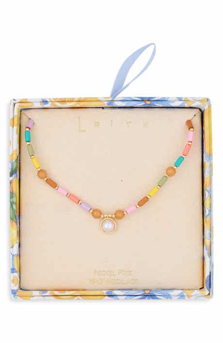 Faux Pearl Charm Beaded Necklace