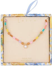 Leith Faux Pearl Charm Beaded Necklace