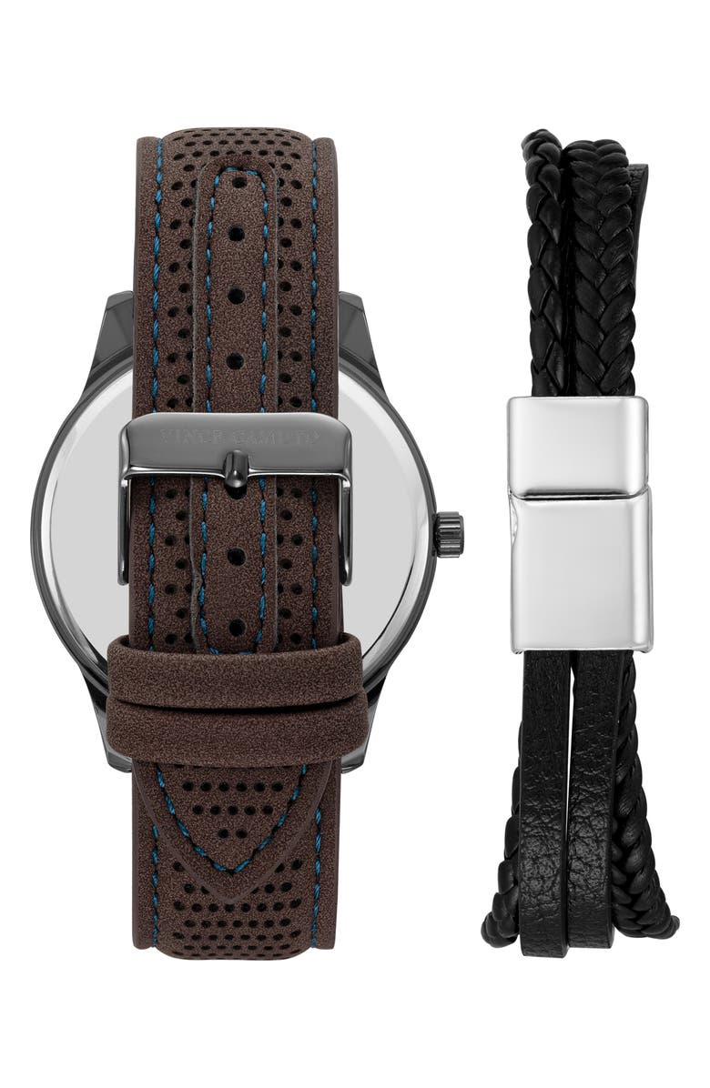 Vince Camuto Faux Leather Watch & Bracelet Set, Alternate, color, 