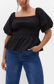 City Chic Blaire Smocked Peplum Top
