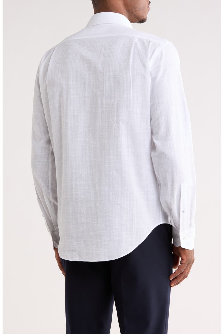 Trim Fit Cotton Seersucker Dress Shirt, Alternate, color, WHITE