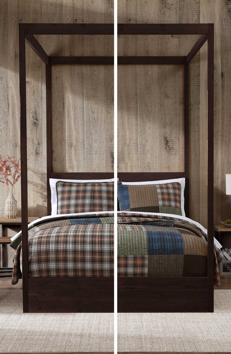 Eddie Bauer Classic Patchwork Quilt Set, Alternate, color, Olive Green/ Camel Beige