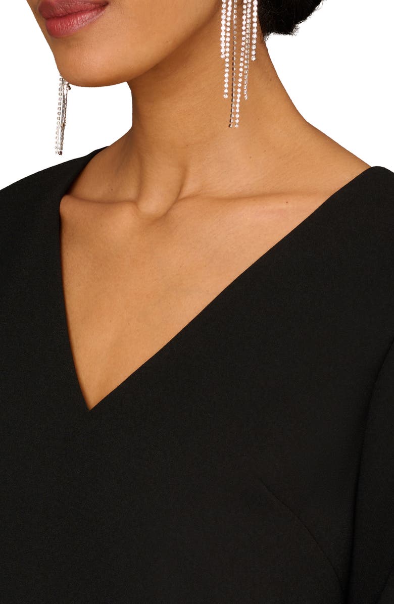 Aidan Mattox by Adrianna Papell Feather Bell Sleeve Shift Cocktail Dress, Alternate, color, Black