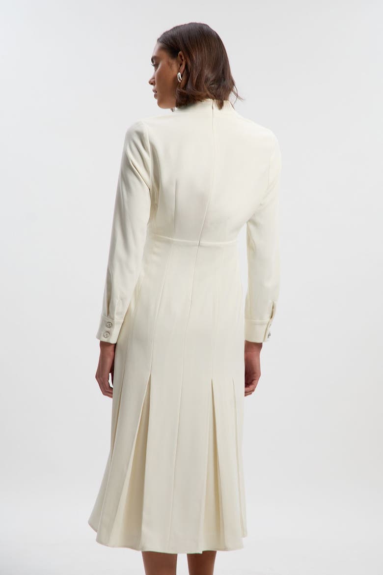 Crepe Buckle Waist Midi Shirt Dress, Alternate, color, Ivory