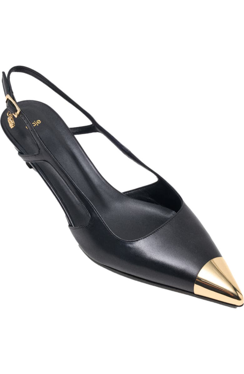 maje Smooth leather slingback pumps, Alternate, color, Black
