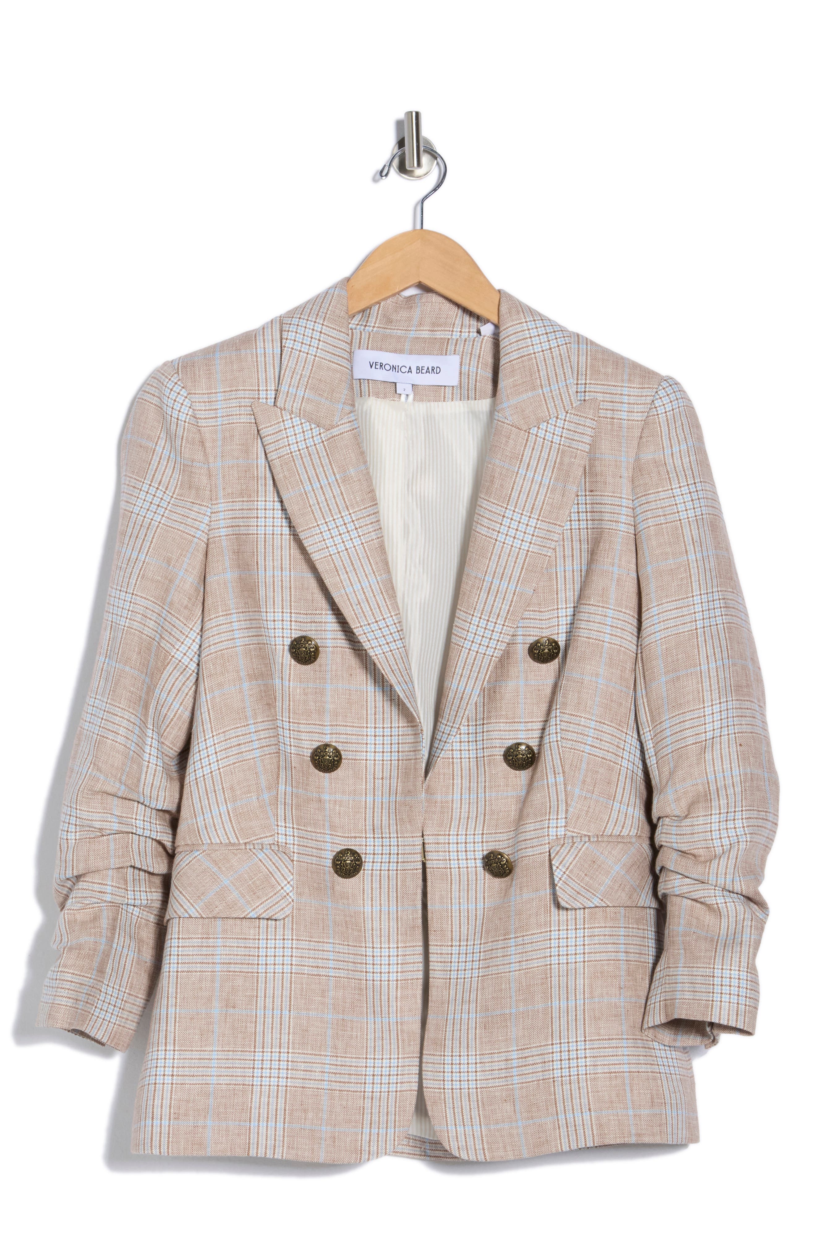 Veronica Beard Beacon Plaid Linen Dickey Jacket