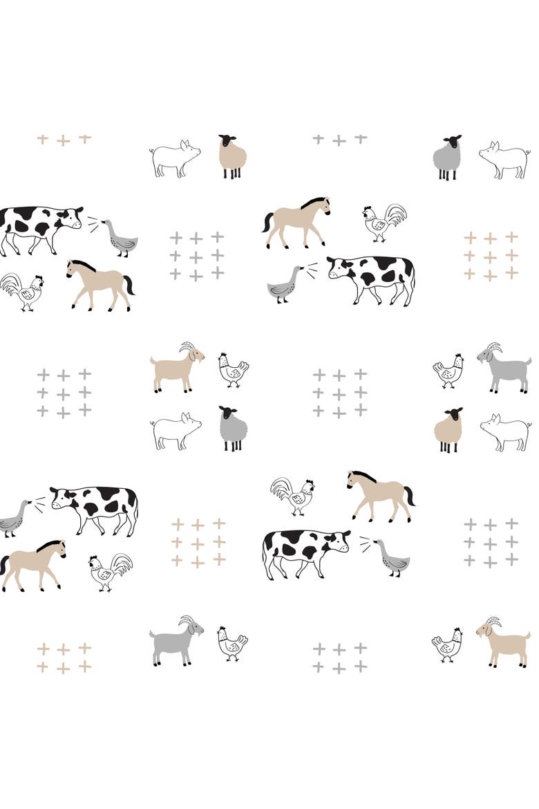 Baby Farm Animals 100% Cotton Fitted Crib Sheet, Alternate, color, White