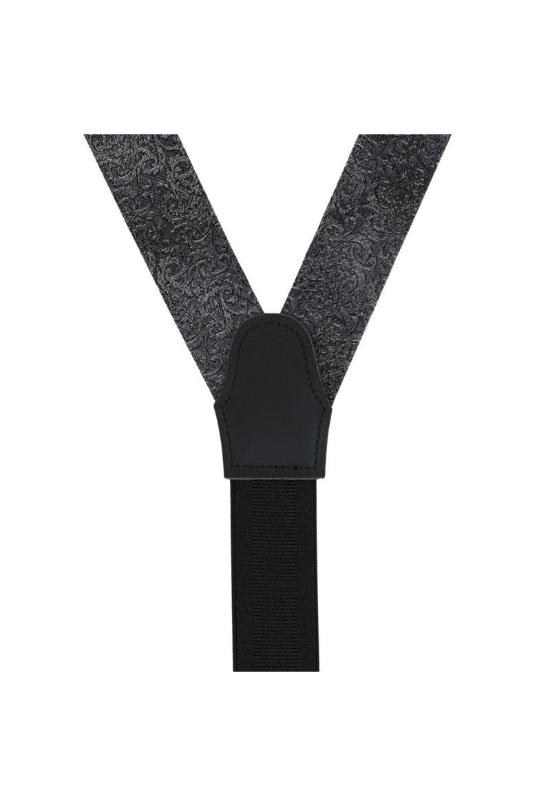 Esteban Scrolling Vines Tone on Tone Silk Formal End Brace, Alternate, color, Silver and Black