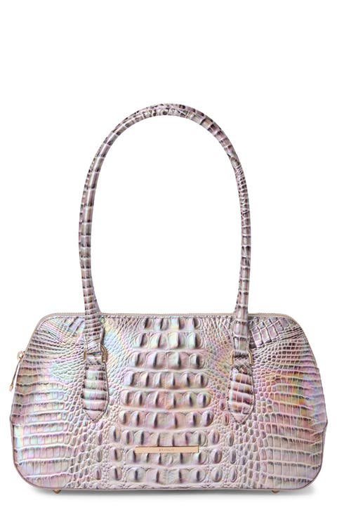 Jennifer Croc Embossed Leather Shoulder Bag
