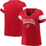 PROFILE Women's Profile Heather Crimson Alabama Crimson Tide Plus Size Arched City Sleeve Stripe V-Neck T-Shirt