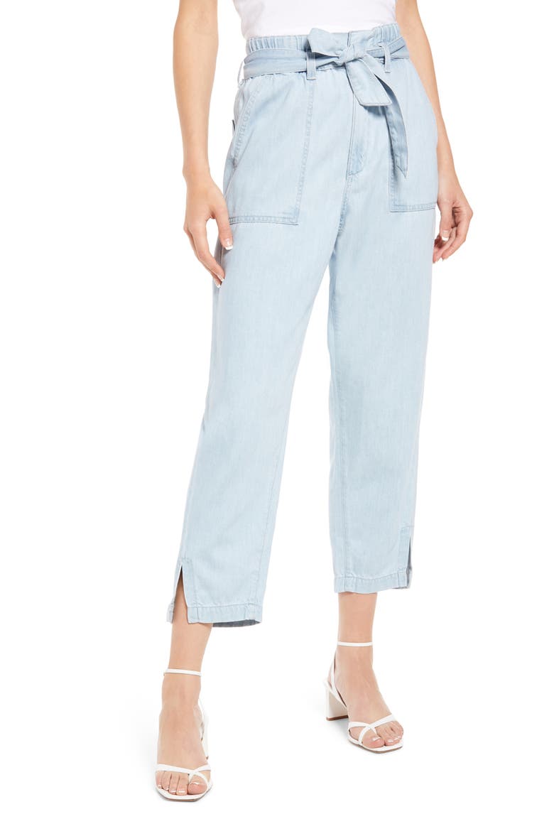 Renn Paperbag Waist Straight Leg Jeans, Main, color, ROXBURY