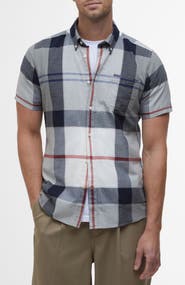 Barbour Doughill Plaid Short Sleeve Cotton & Linen Button-Down Shirt