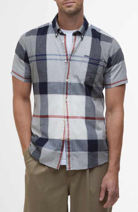 Doughill Plaid Short Sleeve Cotton & Linen Button-Down Shirt