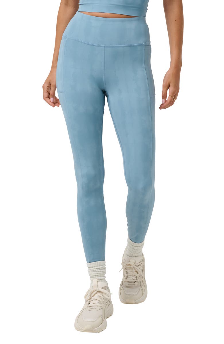 TravisMathew Moveknit Bonded Pocket Leggings, Main, color, Smoke Blue Multi