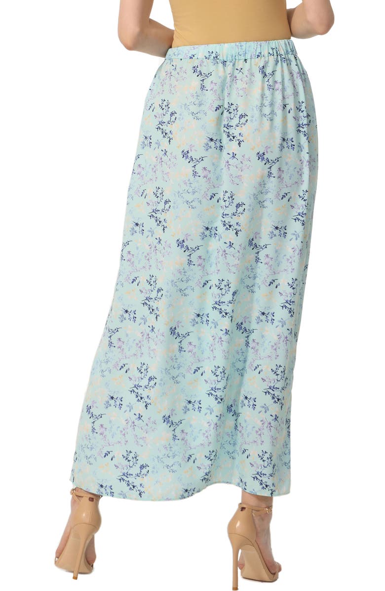Kimi & Kai Women's Print Box Pleat Maxi Skirt, Alternate, color, Pastel Turquoise