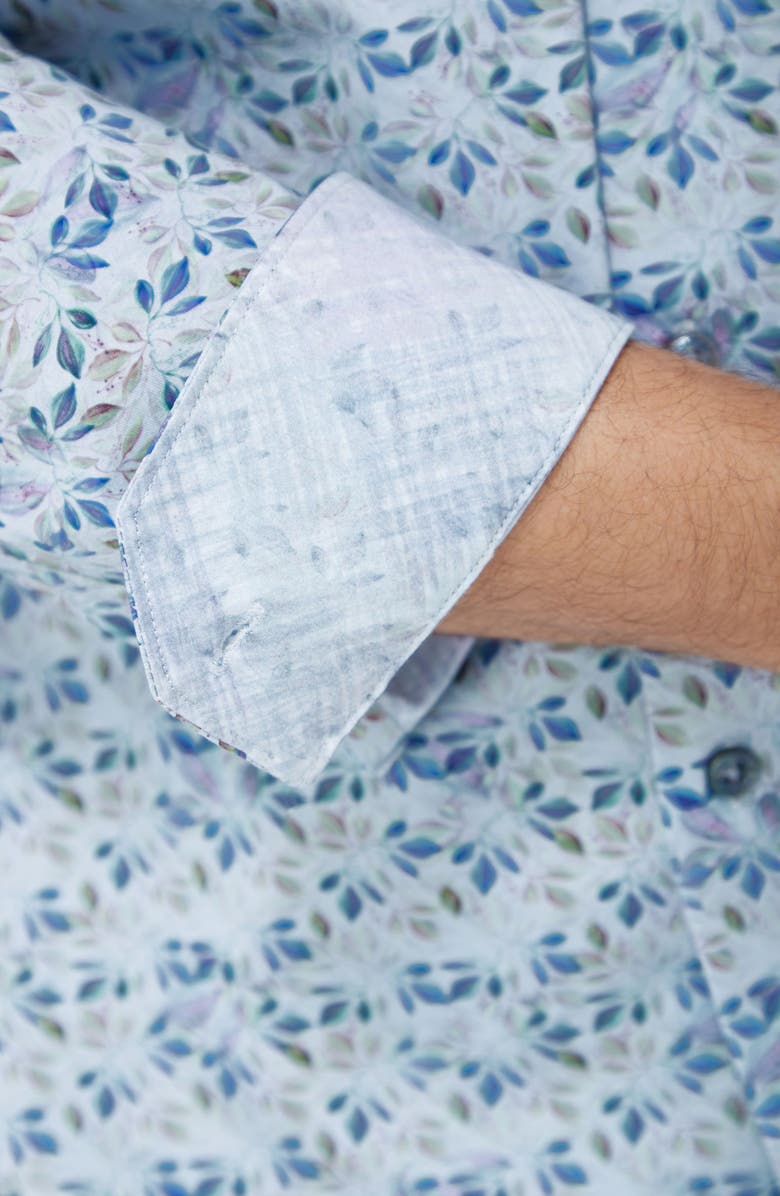 Bugatchi Jimmy OoohCotton<sup>®</sup> Floral Button-Up Shirt, Alternate, color, Sage