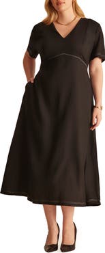 Estelle Alena Linen Blend Midi Dress