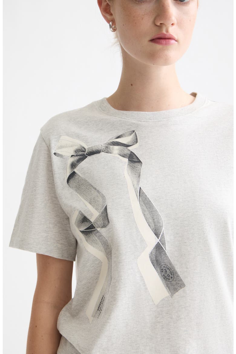 Artwork Bow Cotton Graphic T-Shirt, Alternate, color, LIGHT GREY MELANGE