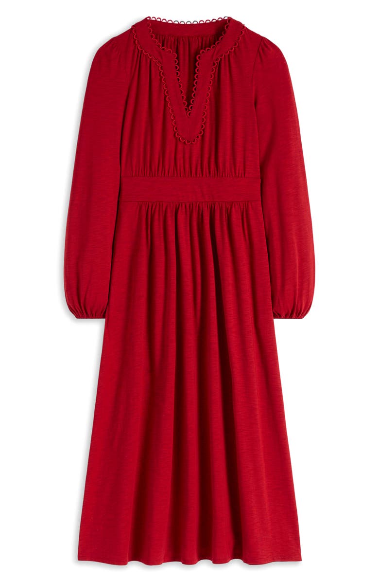 Boden Maddie Picot Trim Long Sleeve Cotton Blend Midi Dress, Alternate, color,